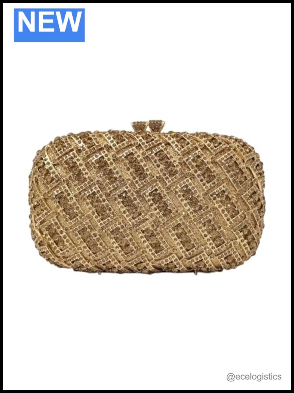 Crystal Rhinestone Evening Clutch with Detachable Chains